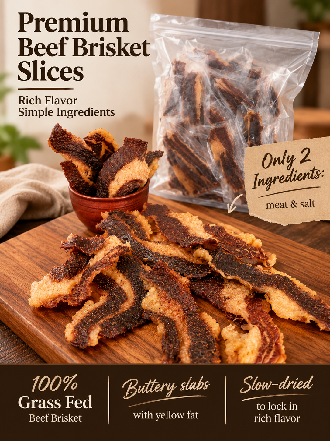 🥩 Beef Brisket Chunks - High-Protein Real Beef Snack-Skye