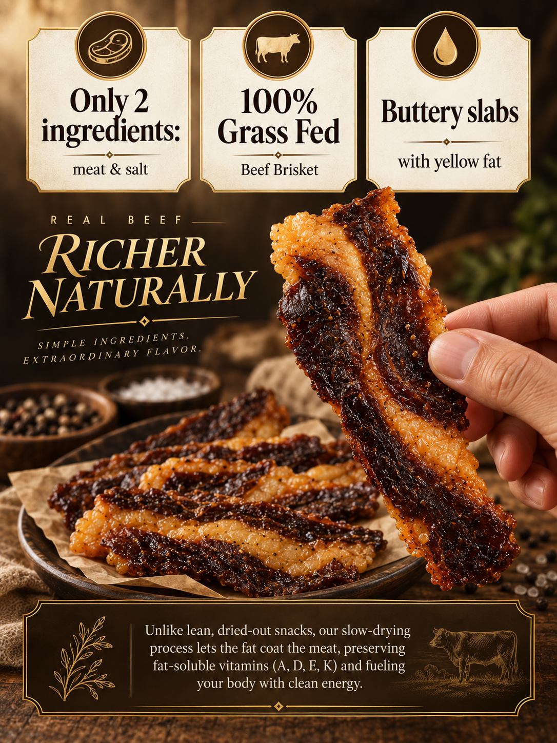 🥩 Beef Brisket Chunks - High-Protein Real Beef Snack-Skye